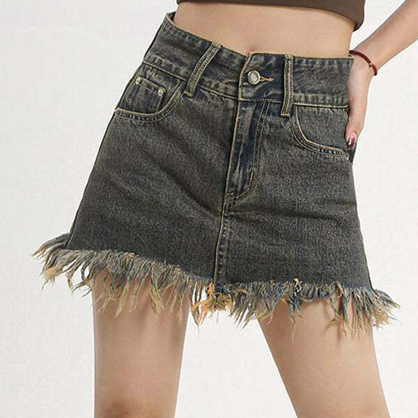 Trendy Fairy Grunge Denim Skirt for Y2K Fashion Lovers - Comfy & Stylish Outfit Choice