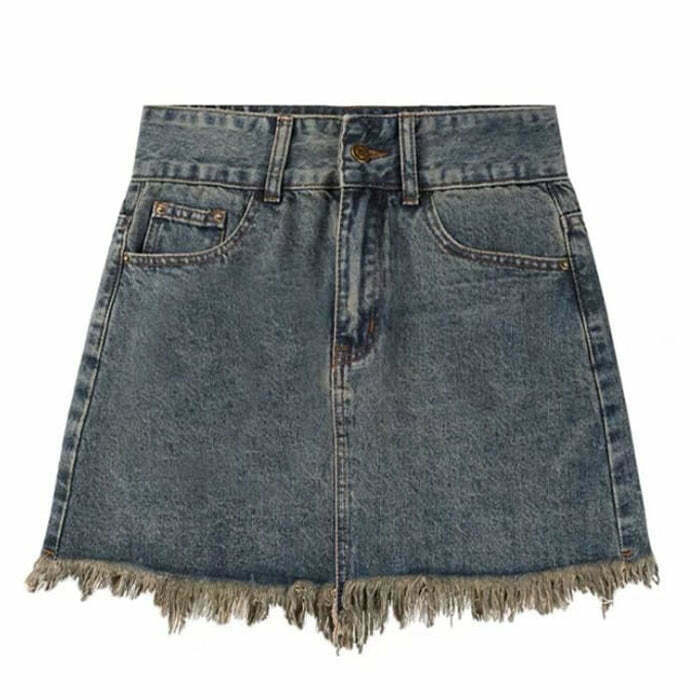 Trendy Fairy Grunge Denim Skirt for Y2K Fashion Lovers - Comfy & Stylish Outfit Choice