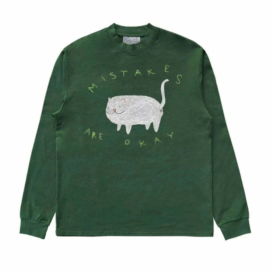 Trendy Fat Cat Sweatshirt for Y2K Fashion Lovers - Perfect for Cyber and Grunge Styles