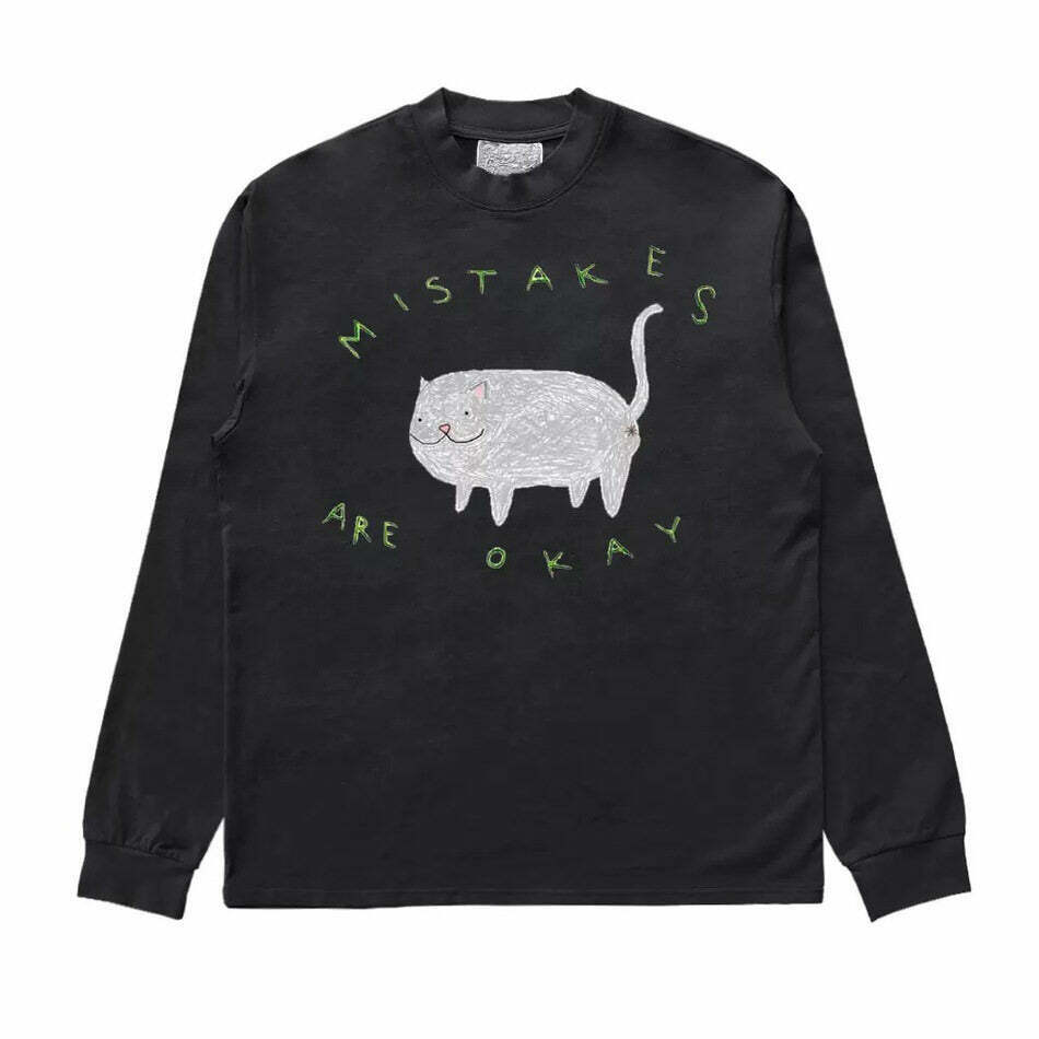 Trendy Fat Cat Sweatshirt for Y2K Fashion Lovers - Perfect for Cyber and Grunge Styles