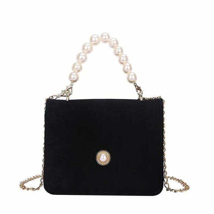 Trendy French Girl Pearl Chain Bag - Y2K Grunge Style Accessory for Fashion-Forward Women