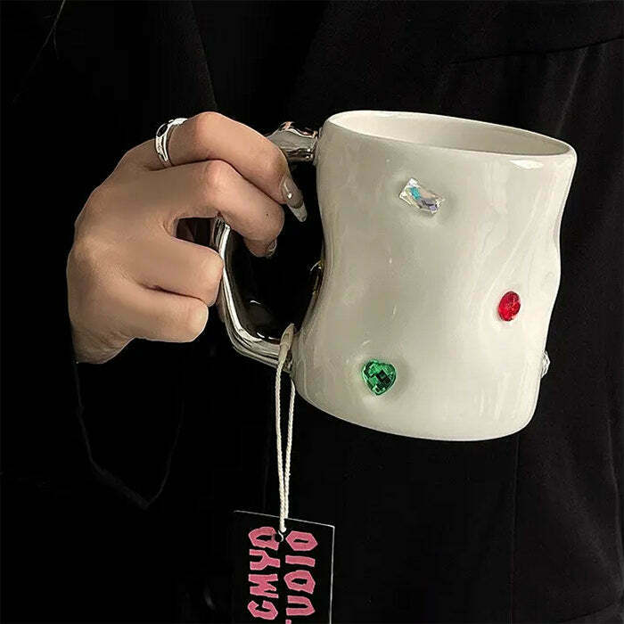 Trendy Gems Coffee Cup - Y2K Fashion Cargo & Retro Futurism Inspired Drinkware