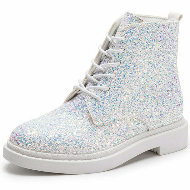 Trendy Glitter Ankle Boots for Y2K Style: Perfect for Grunge and Baggy Outfits