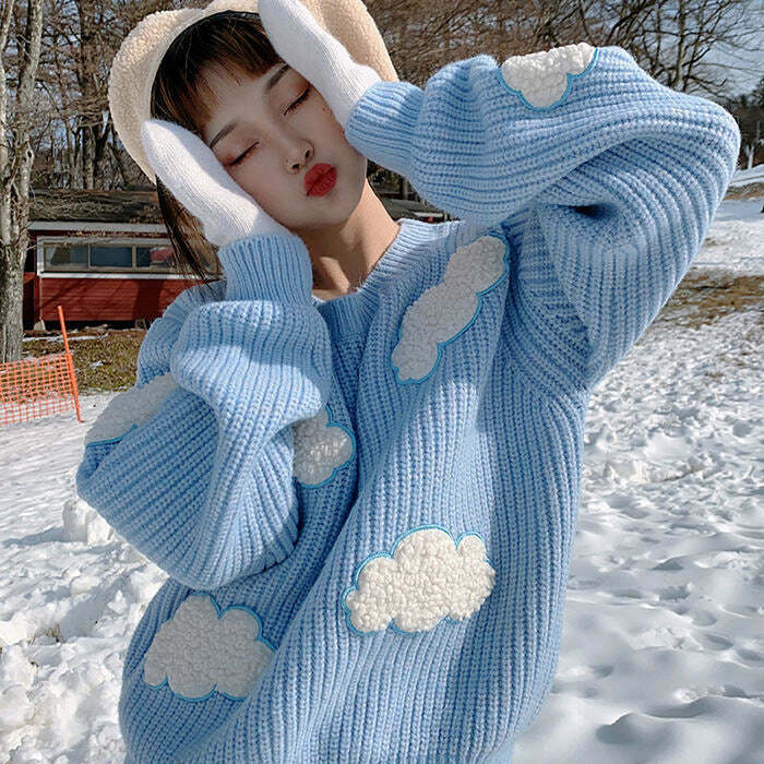 Trendy Gone Dreaming Cloud Sweater for Y2K Style Outfits and Spring Fashion Looks