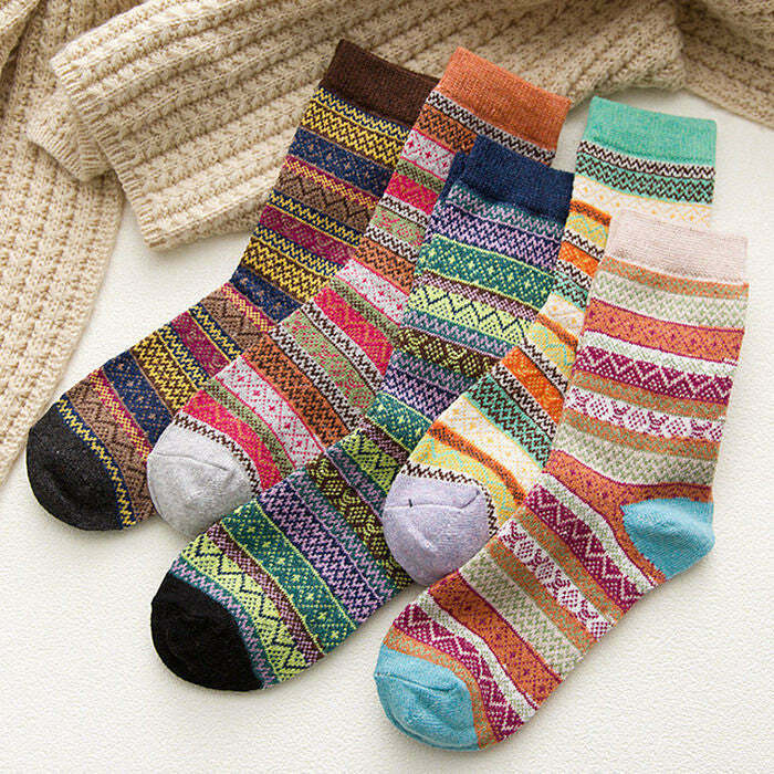 Trendy Grandma Aesthetic Pack Socks - Y2K Fashion Essentials for Cute and Grunge Styles