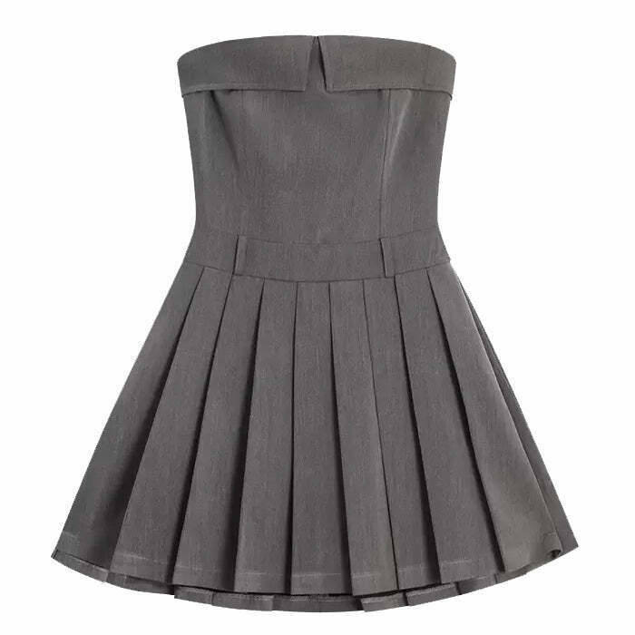 Trendy Grey Pleated Mini Dress for Y2K Fashion Lovers - Perfect for Winter Outfits