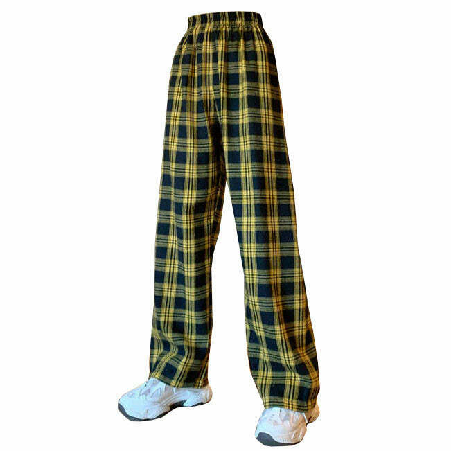 Trendy Grunge Aesthetic Plaid Pants for Y2K Fashion Lovers - Retro Style Rave Outfit