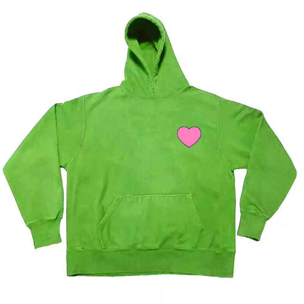 Trendy Heart Print Hoodie - Embrace Y2K Fashion with Retro Style and Iconic Drip Outfits