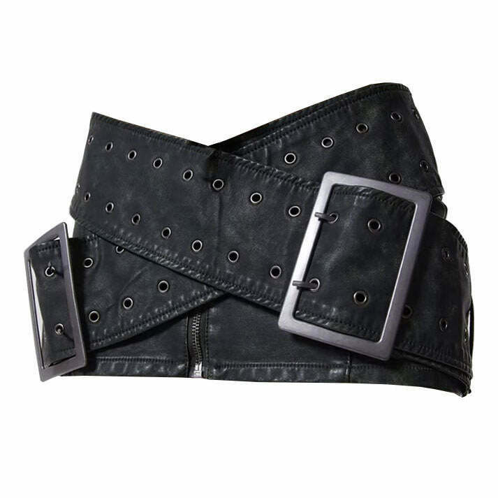 Trendy Huge Buckle Micro Skirt for Y2K Fashion - Perfect for Grunge and Cyber Outfits