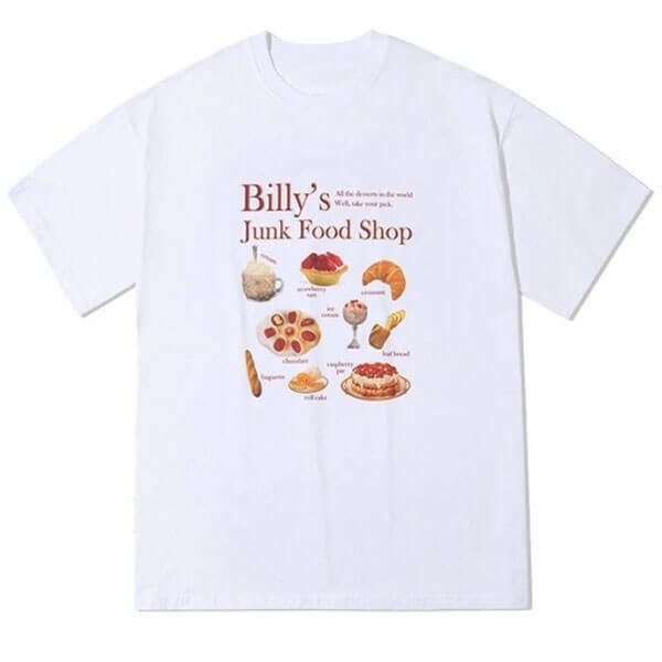 Trendy Junk Food Shop Aesthetic T-Shirt for Y2K Style and Grunge Fashion Lovers