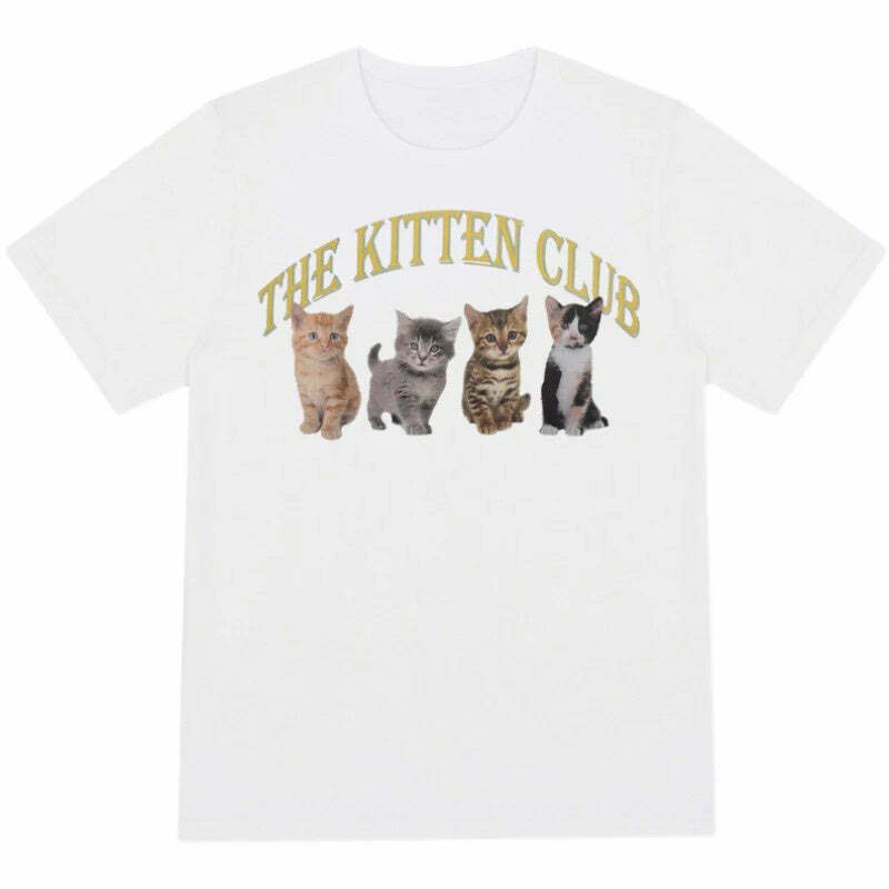 Trendy Kitten Club T-Shirt for Y2K Fashion Lovers - Stylish & Fun Cat Graphic Tee