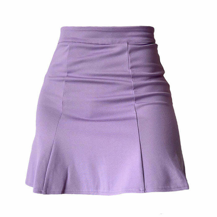 Trendy Lavender Ruched Skirt for Retro Y2K Outfits - Perfect for 2024 Y2K Fashion