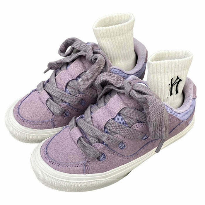 Trendy Lavender Skater Sneakers for Y2K Fashion, TikTok Style & Vintage Outfits