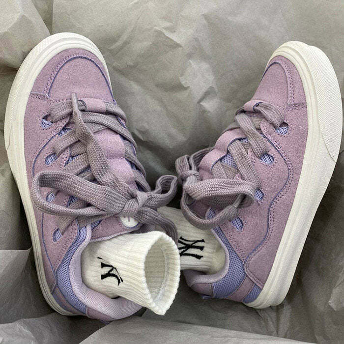 Trendy Lavender Skater Sneakers for Y2K Fashion, TikTok Style & Vintage Outfits