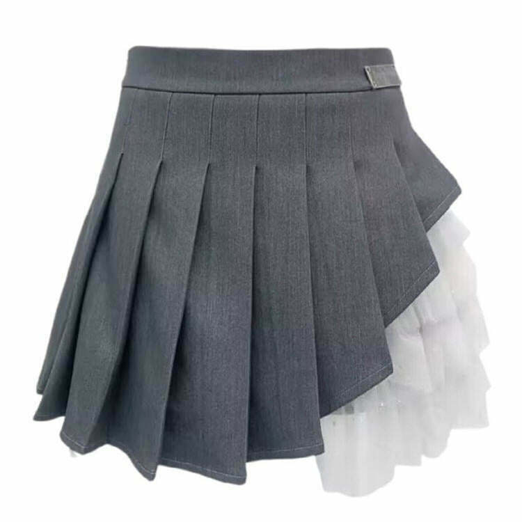 Trendy Layered Gray Skirt for Y2K Fashion: Perfect for 2025 Outfits and Grunge Style