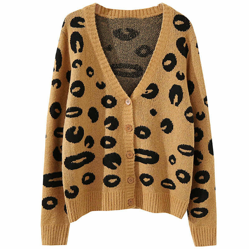 Trendy Lola Leopard Cardigan for Y2K Style: Perfect for Hip Hop, Grunge, and Skater Looks