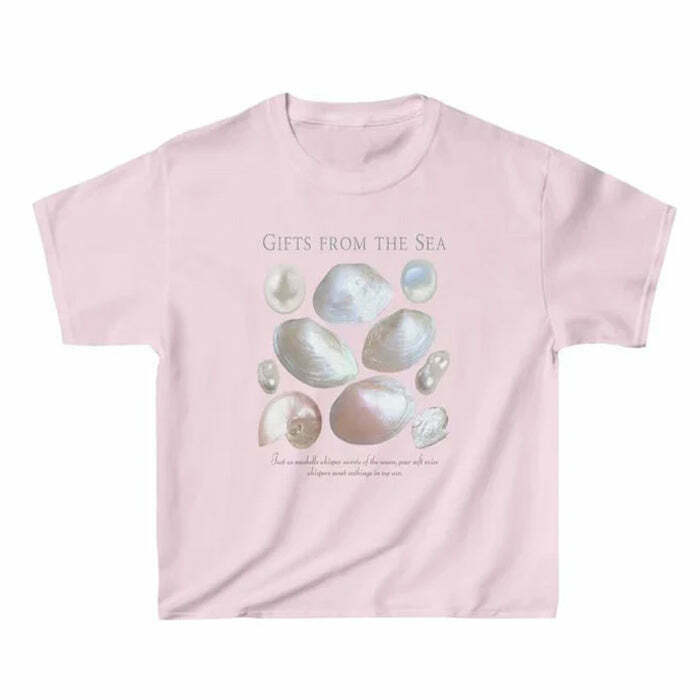 Trendy Mermaidcore Aesthetic T-Shirt in Pink - Y2K Fashion for a Stylish Look