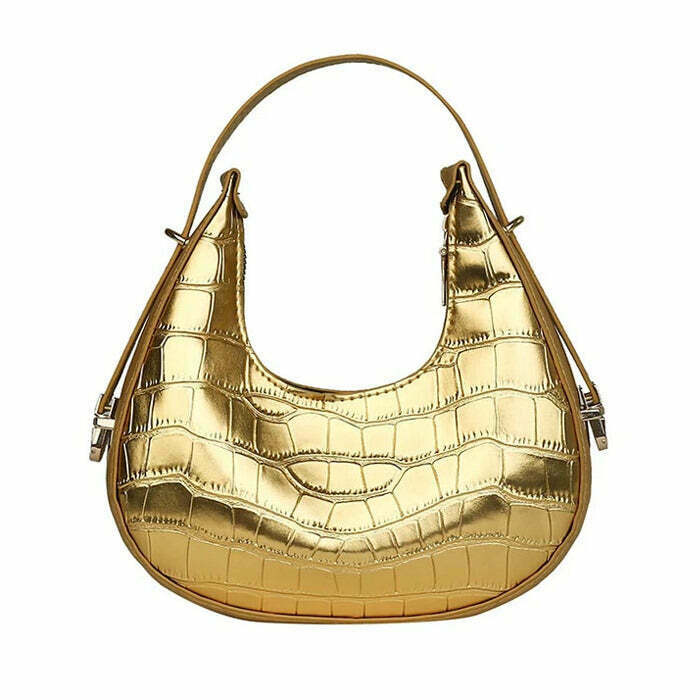 Trendy Metallic Hobo Bag for Y2K Style Lovers - Perfect for Grunge and Punk Outfits