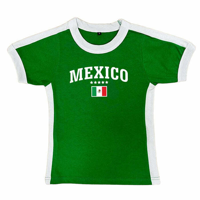 Trendy Mexico Raglan Baby Tee - Y2K Fashion Inspired 90s Style for Modern Kids