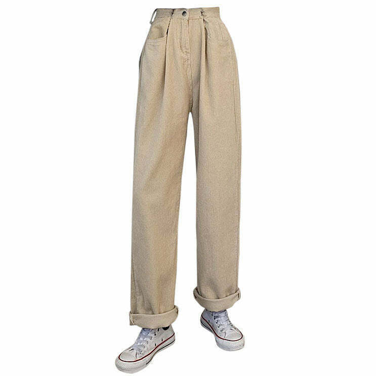 Trendy Minimalist Cord Pants for Y2K Fashion: Grunge, Cyber, and 90s Style Outfits