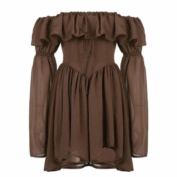 Trendy Mocha Brown Mini Dress - Y2K Style for Modern Fashionistas and Grunge Lovers