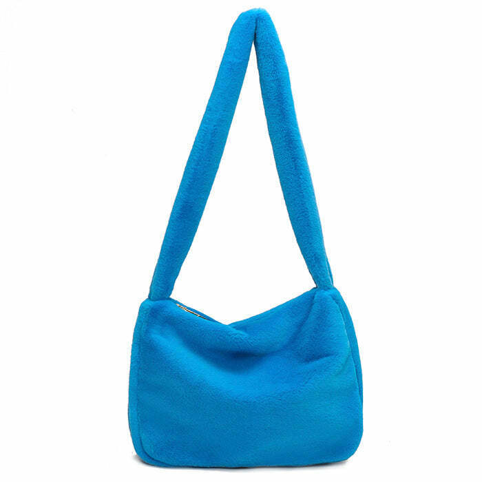 Trendy Neon Fuzzy Bag for Y2K Fashion: Perfect Accessory for Vintage Grunge Outfits