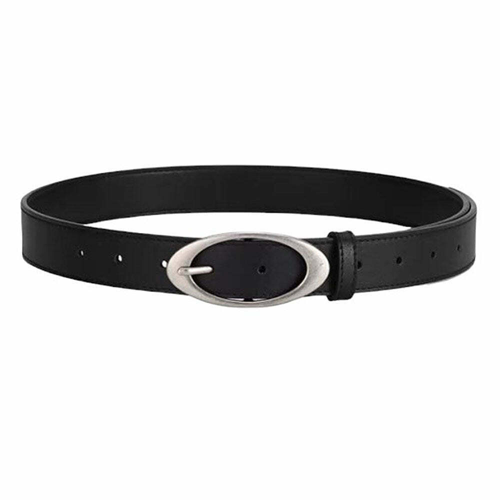 Trendy Oval Buckle Belt for Y2K Style Outfits - Perfect for Men and Women Fashion