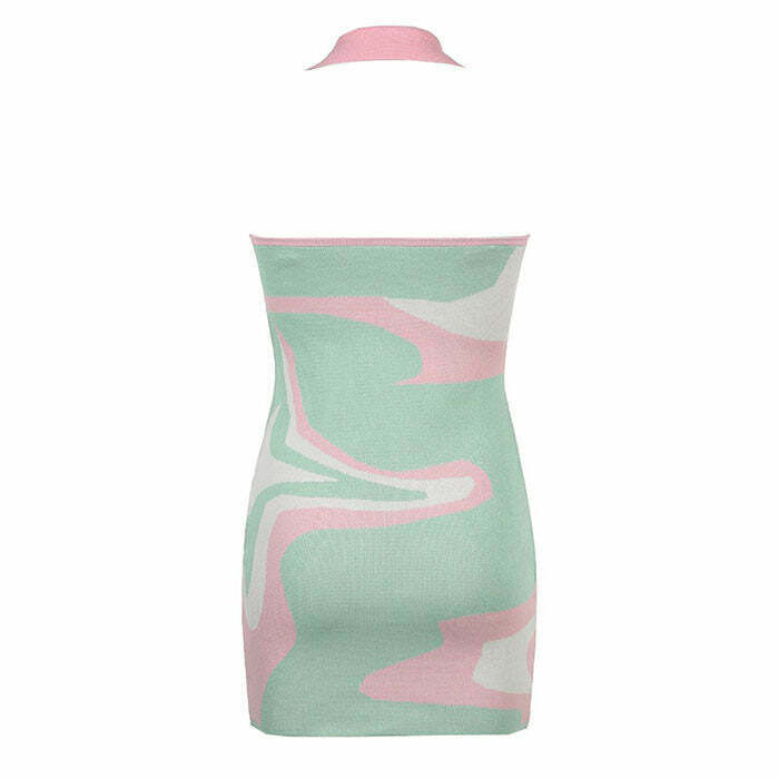 Trendy Pastel Candy Halter Dress for Y2K Fashion Lovers - Perfect for Casual Outfits