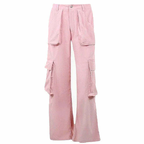 Trendy Pastel Pink Cargo Pants for Y2K Fashion Lovers - Stylish Grunge & Work Outfits