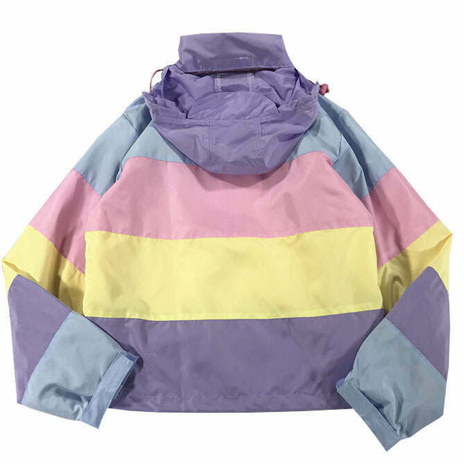 Trendy Pastel Rain Jacket for Y2K Grunge Style - Perfect for Fashion-Forward Outfits