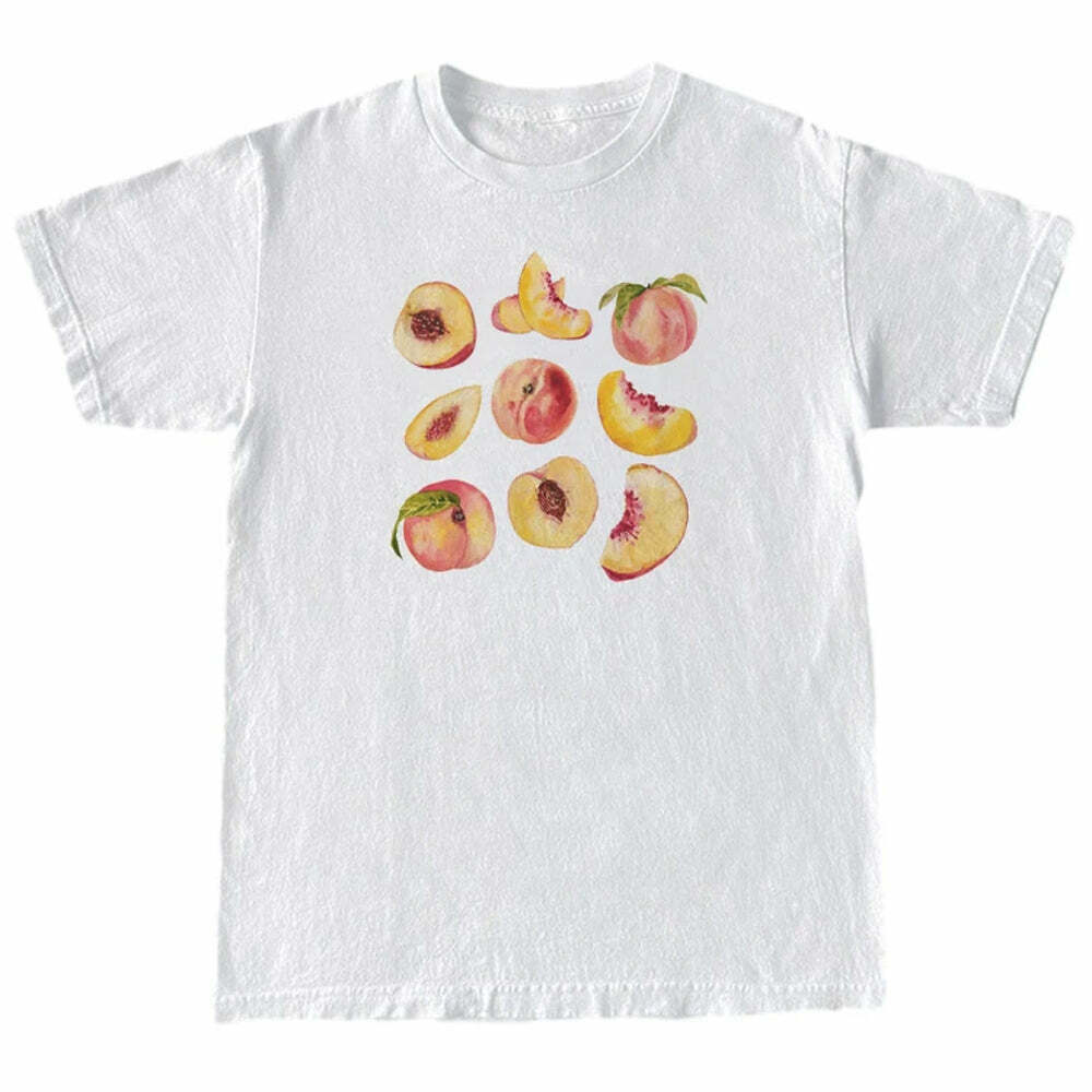 Trendy Peach Graphic T-Shirt for Y2K Fashion Lovers - Retro 90s Style Tee