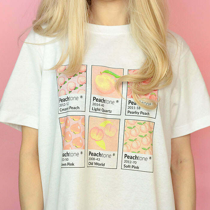 Trendy PeachTone T-Shirt for Y2K Fashion: Perfect for Cyber, Gothic, and Popstar Outfits