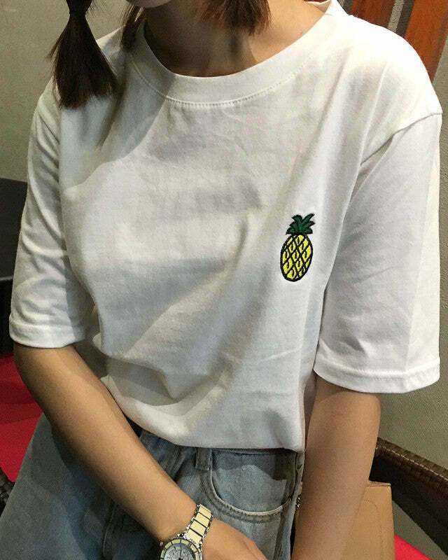 Trendy Pineapple Pen T-Shirt for Modern Y2K Fashion & Stylish Grunge Outfits