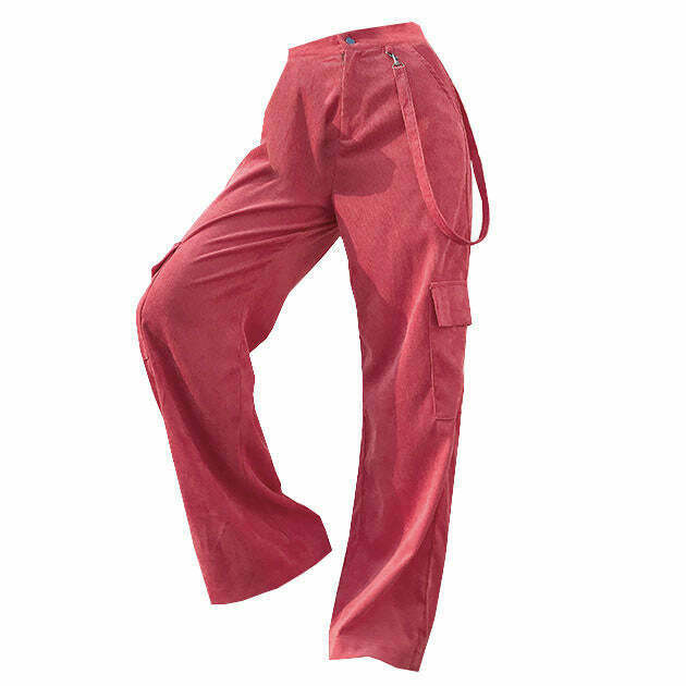 Trendy Pink Cord Cargo Pants for Y2K Fashion Lovers - Perfect for Grunge and Club Outfits