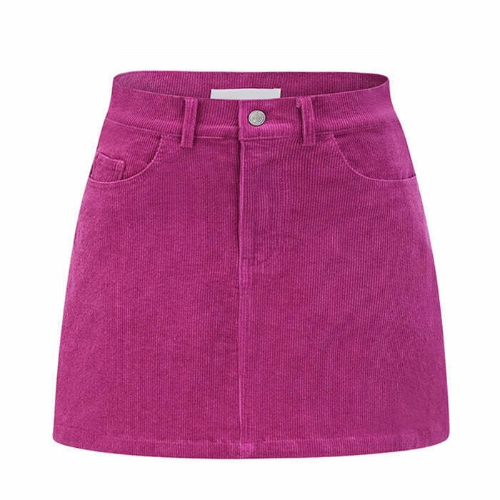 Trendy Pink Corduroy Mini Skirt for Y2K Style Outfits - Perfect for Grunge and Club Looks