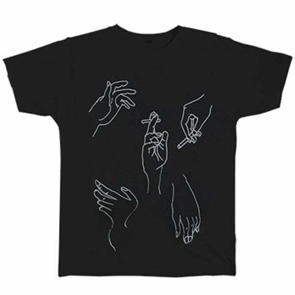 Trendy Pink Smoking Hands T-Shirt for Y2K Fashion Lovers - Grunge & Snap Outfits