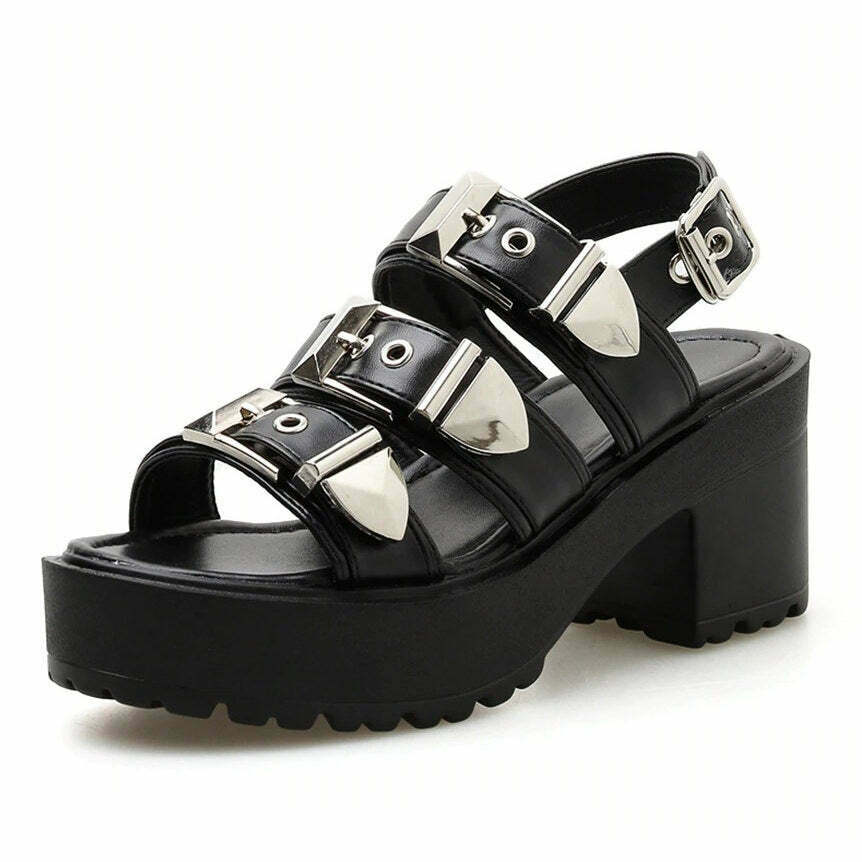 Trendy Pocket Money Buckle Sandals for Y2K Fashion, Grunge Style & K-Pop Outfits