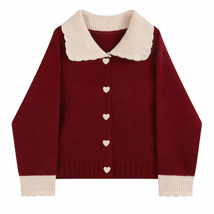 Trendy Preppy Collar Knit Cardigan for Y2K Style Outfits and Fashion Enthusiasts