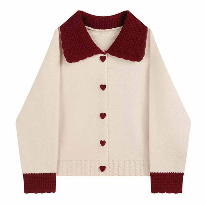 Trendy Preppy Collar Knit Cardigan for Y2K Style Outfits and Fashion Enthusiasts