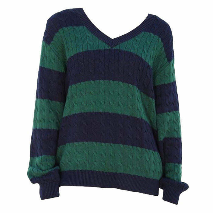 Trendy Preppy Striped Jumper - Y2K Inspired Fashion for a Stylish Look