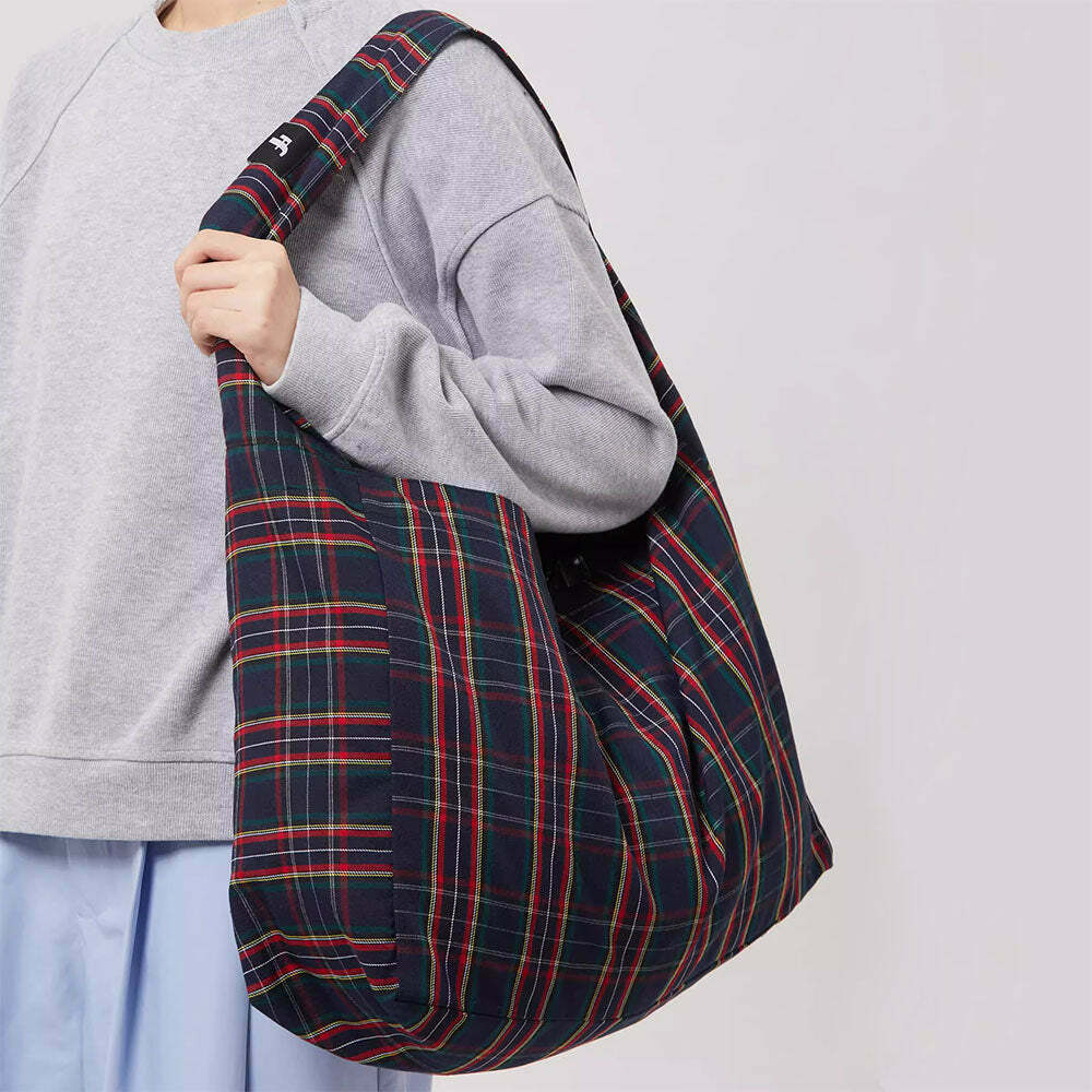 Trendy Preppy Style Plaid Tote Bag - Perfect for Y2K Fashion Lovers and K-Pop Fans