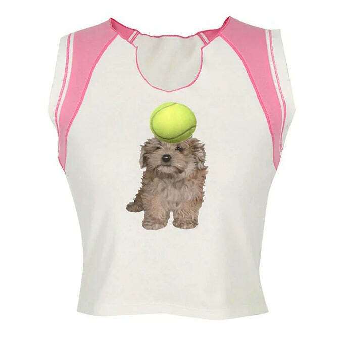 Trendy Puppy Y2K Tank Top - Asian Style Gothic Grunge Clothing for Fashion-Forward Pets