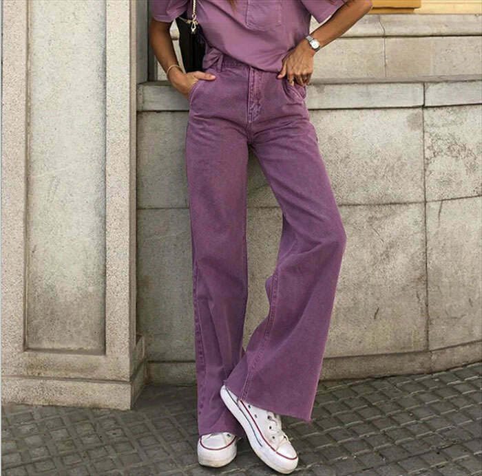 Trendy Purple Aesthetic High Waisted Jeans for Y2K Fashion & Baggy Outfits