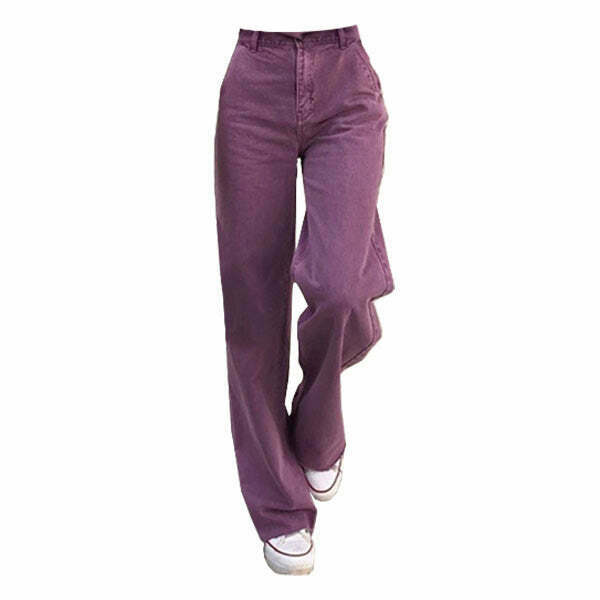 Trendy Purple Aesthetic High Waisted Jeans for Y2K Fashion & Baggy Outfits