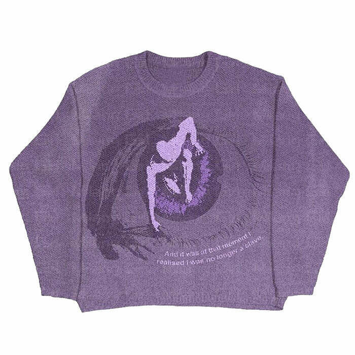 Trendy Purple Eye Aesthetic Sweater - Y2K Style for Women | Grunge & Vintage Fashion