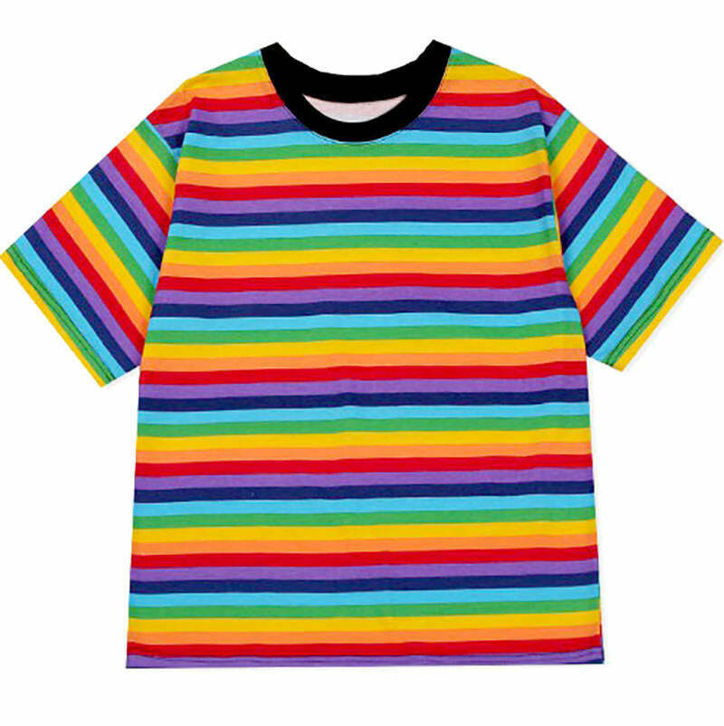 Trendy Rainbow T-Shirt for Y2K Style Outfits - Perfect for Boys and Girls Fashion