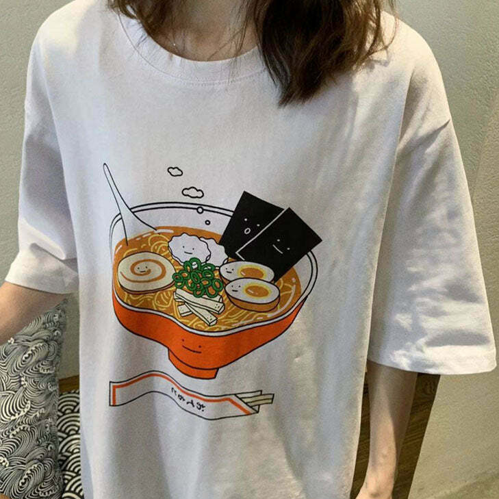 Trendy Ramen Noodles Tee - Y2K Style Clothing for Grunge and Casual Outfits