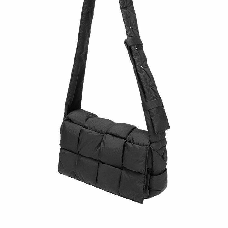 Trendy Rectangular Padded Crossbody Bag for Y2K Fashion Enthusiasts and Street Style Lovers