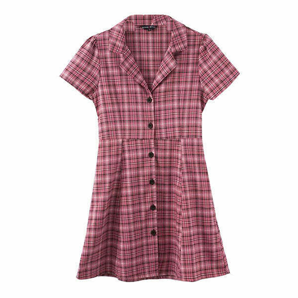 Trendy Red and Blue Plaid Dress for Y2K Style - Perfect for Summer and Winter Outfits