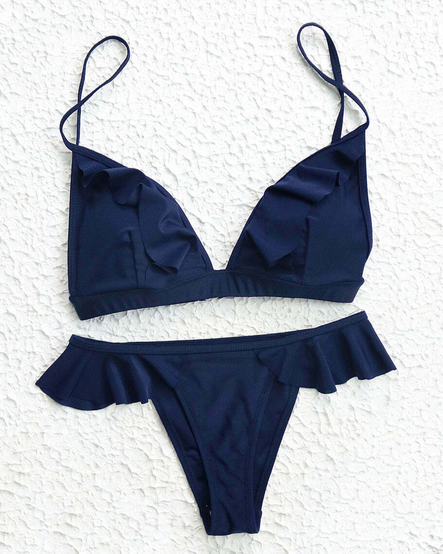 Trendy Ruffle Bikini Set in Y2K Tribal Style - Casual Grunge Fashion for Summer Vibes